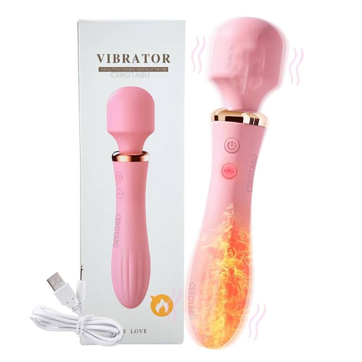 GENERICO - Vibrador 2 En 1 Premium Hitachi Masajeador Clítoris Punto G Termico