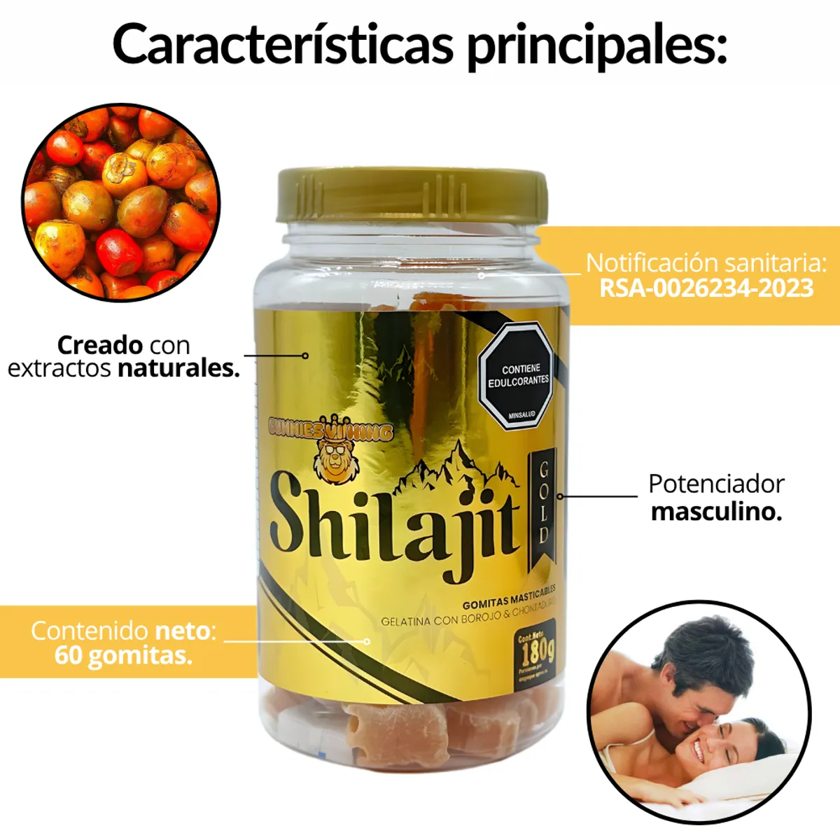 GENERICO - Energizante Con Extractos Naturales Masculino Shilajit En Gomas