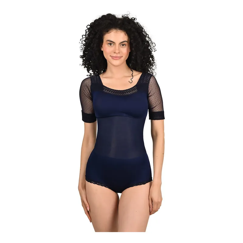 RITCHI - Body Faja Ritchi con Diseño en Mangas de Blonda Cuello Bandeja