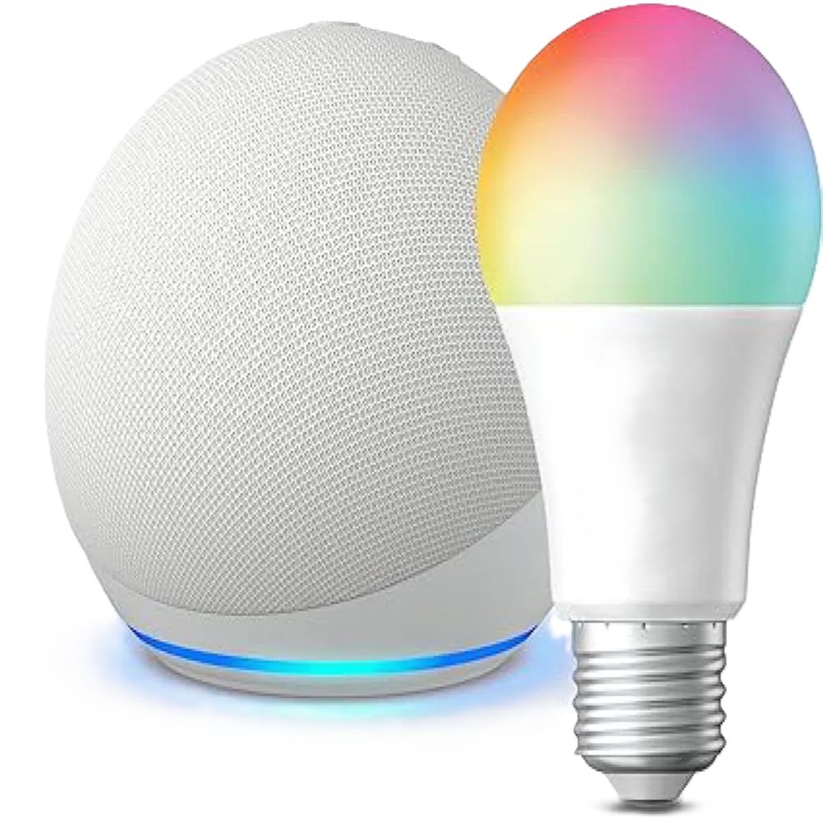 AMAZON - Alexa Amazon Parlante Echo Dot 5ª Blanco + Bombillo Smart LED 9w