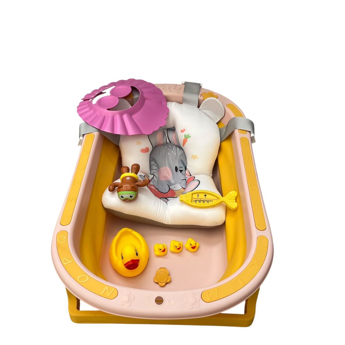 GENERICO - Bañera Plegable De Bebe Termómetro Pez Gorro Patos Nadador