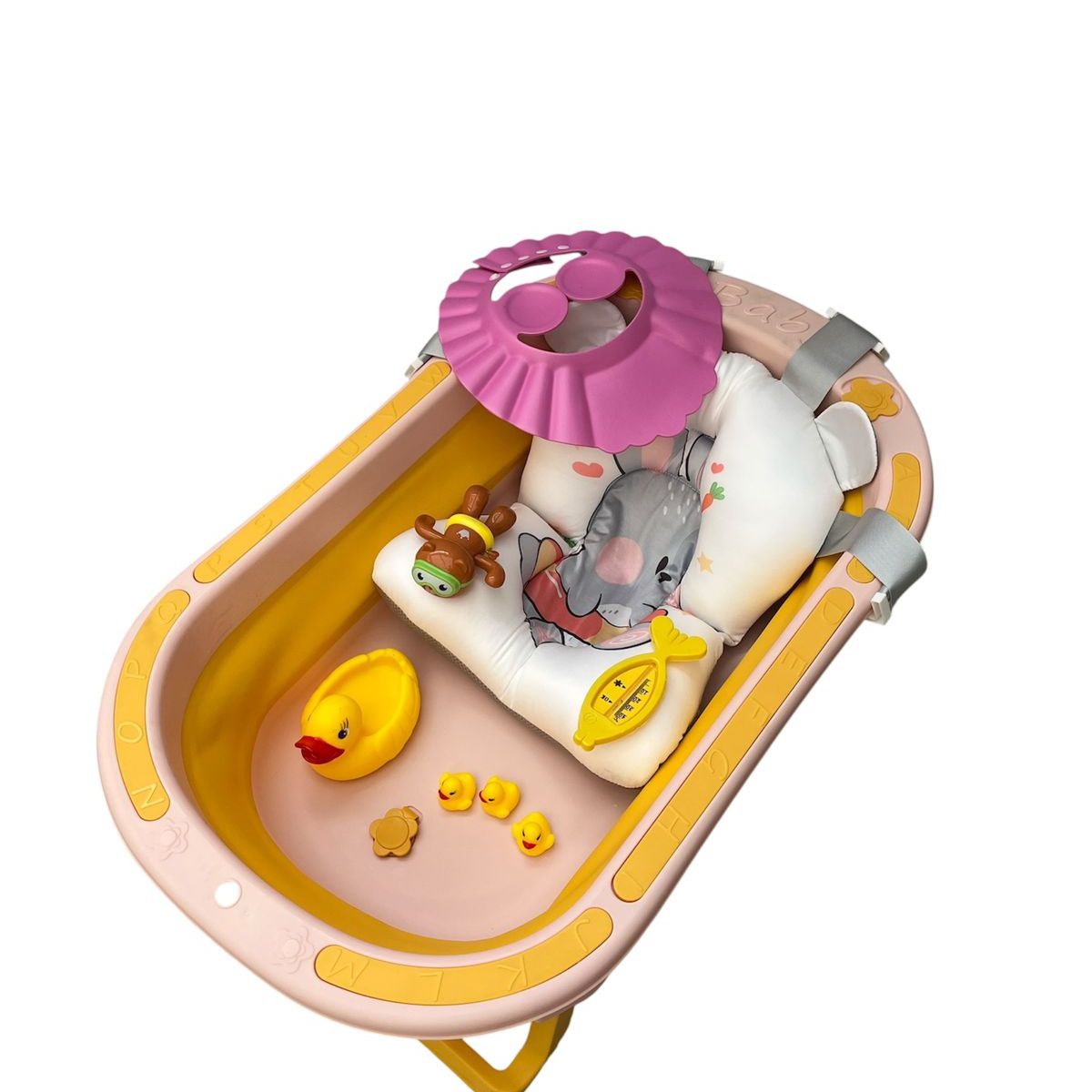 GENERICO - Bañera Plegable De Bebe Termómetro Pez Gorro Patos Nadador