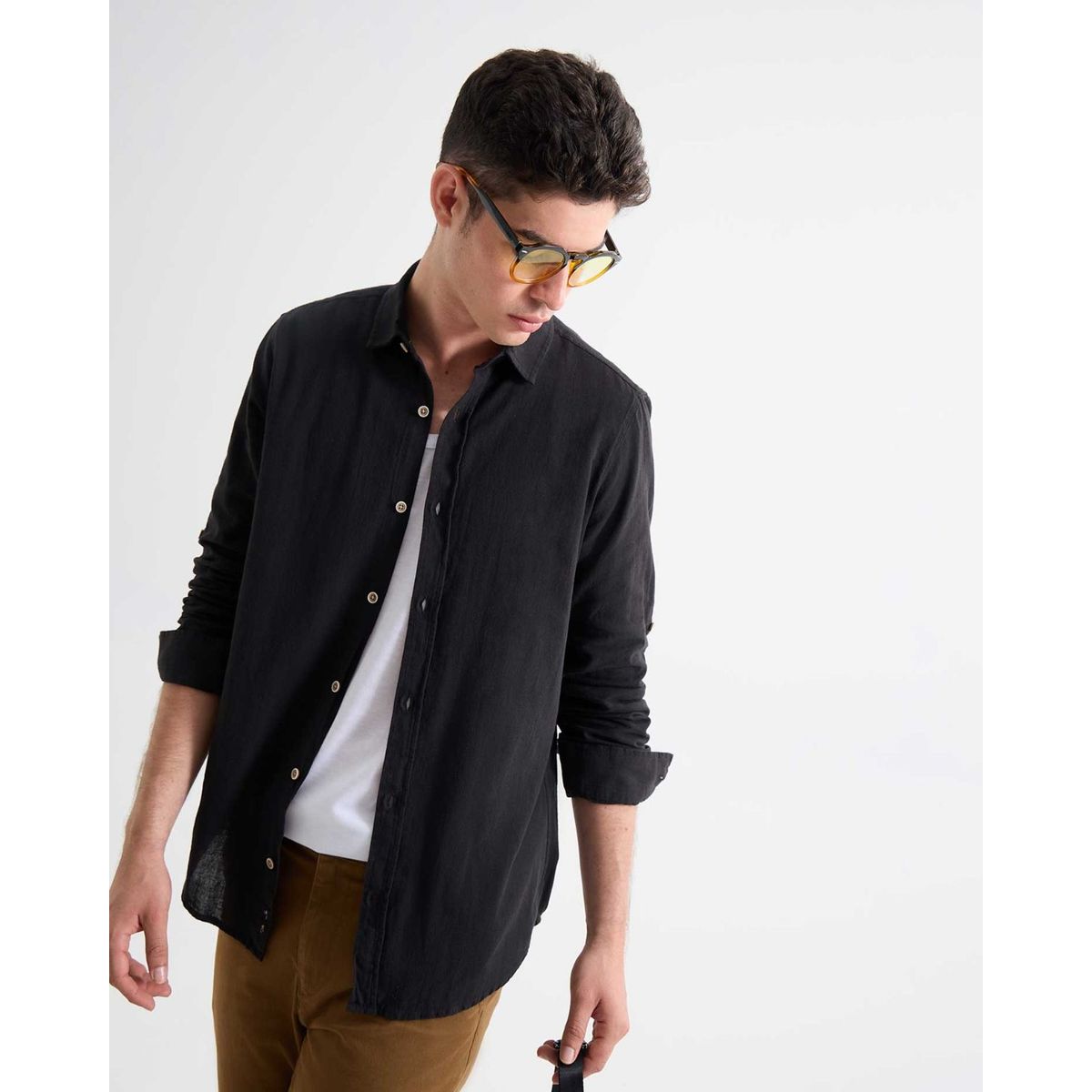 SEVEN SEVEN - Camisa De Hombre  Color Negro Marca Seven Seven #45012103