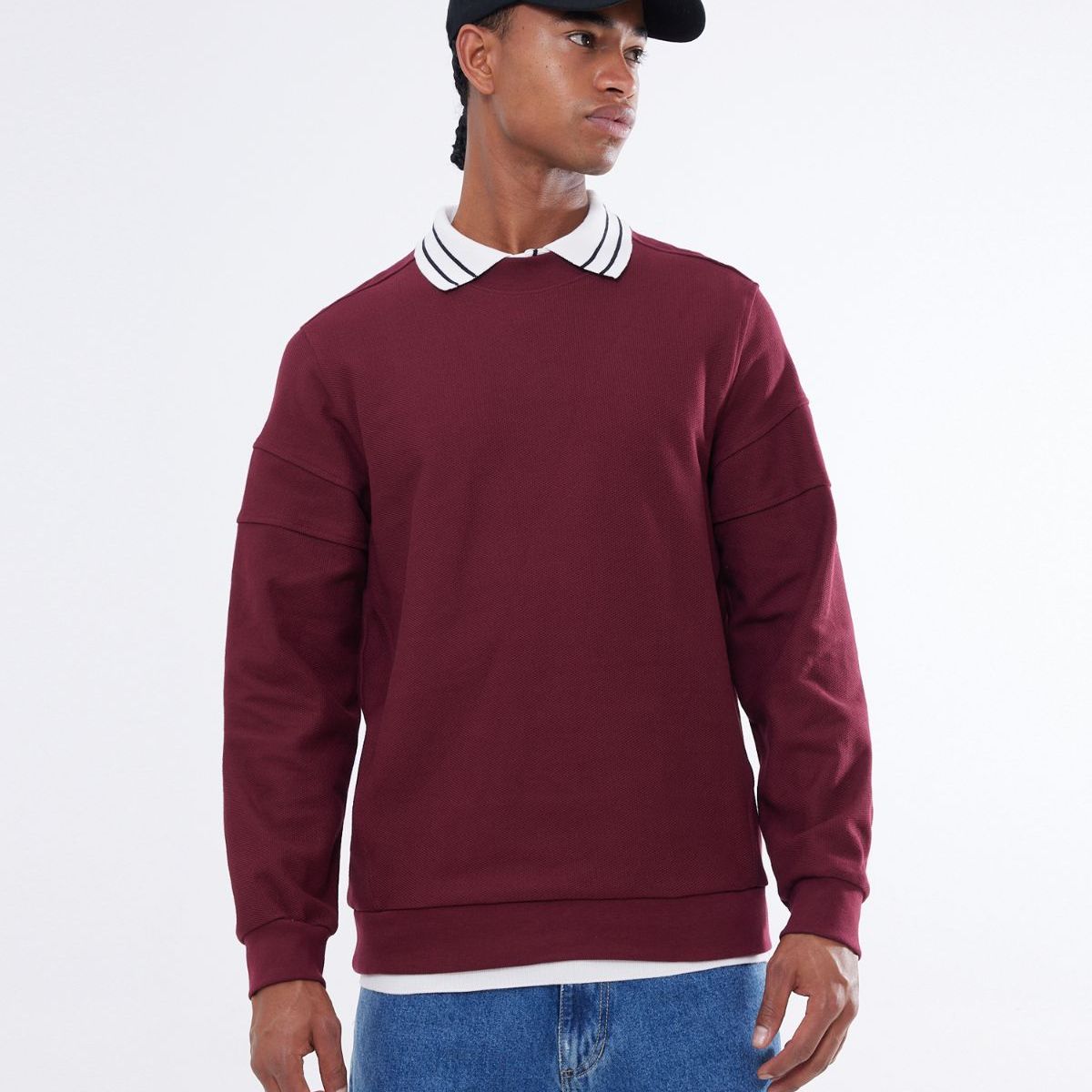 SEVEN SEVEN - Buzo Para Hombre Cuello Redondo Color Vino Marca Seven Seven #45060673