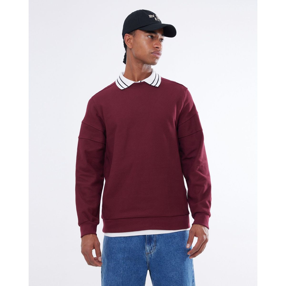 SEVEN SEVEN - Buzo Para Hombre Cuello Redondo Color Vino Marca Seven Seven #45060673
