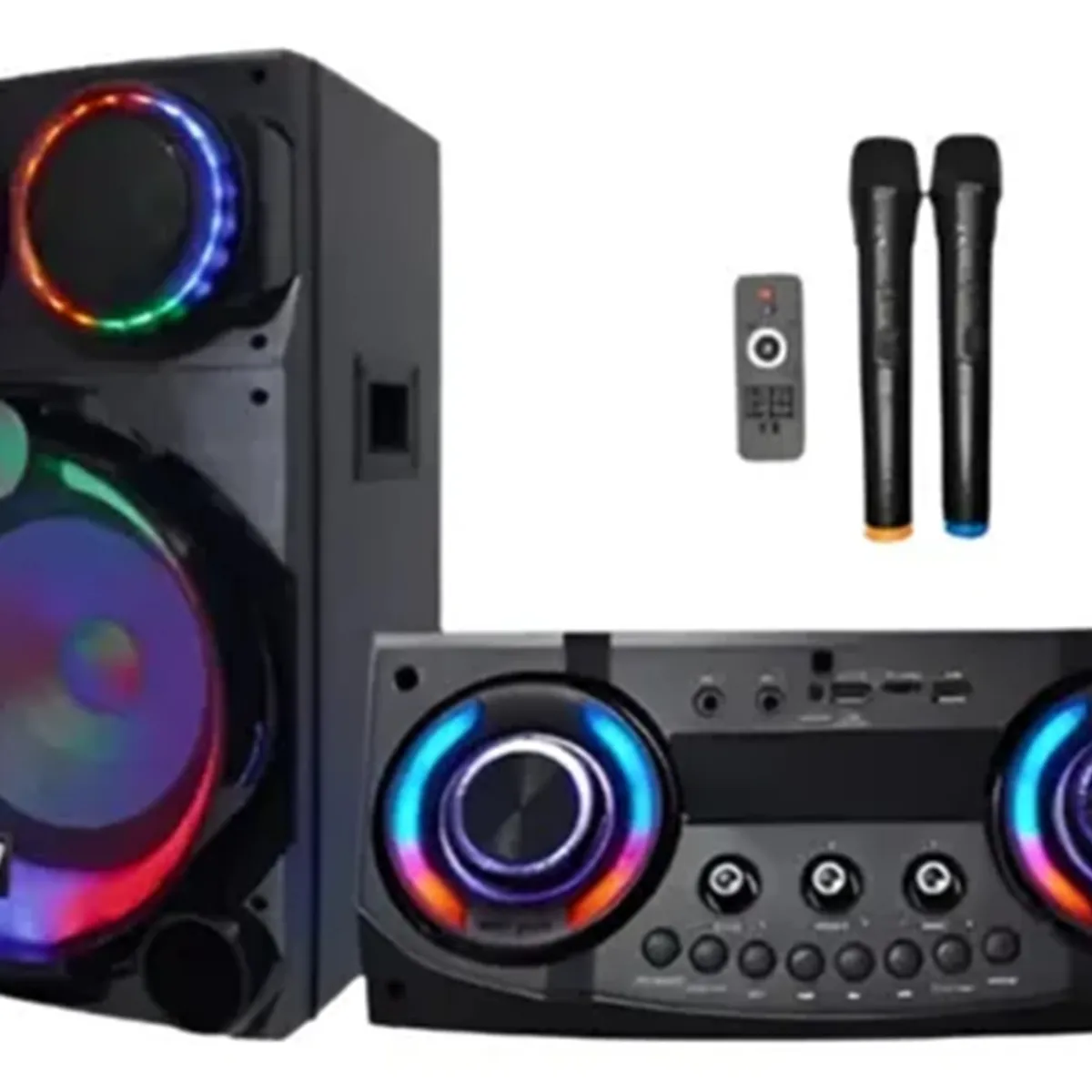 GENERICO - Torre De Sonido Gz-12002 Con Micrófonos Control Remoto