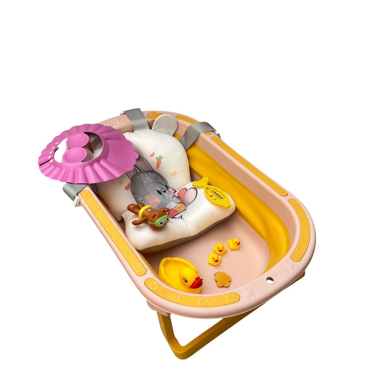 GENERICO - Bañera Plegable De Bebe Termómetro Pez Gorro Patos Nadador