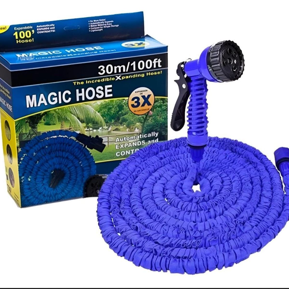 MAGIC HOUSE - Manguera Expandible Magic Hose 30 Metros + Pistola Color Azul