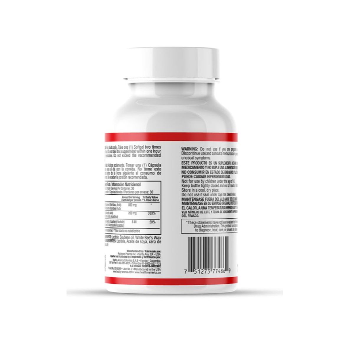 HEALTHY AMERICA - SUPLEMENTO CRANBERRY + VITAMINA C/ MEGA CRANBERRY X 60 SOFTGELS