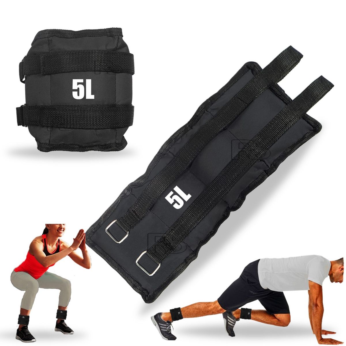 LAVEF - Pesas Tobilleras de 5 kg (Par de 10 lbs) – Color Negro