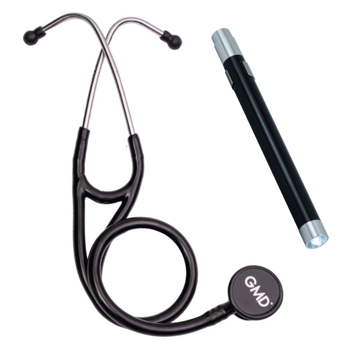 GMD - Fonendoscopio Ois 500 Doble Campana En Acero Inoxidable Negro + Linterna Gmd