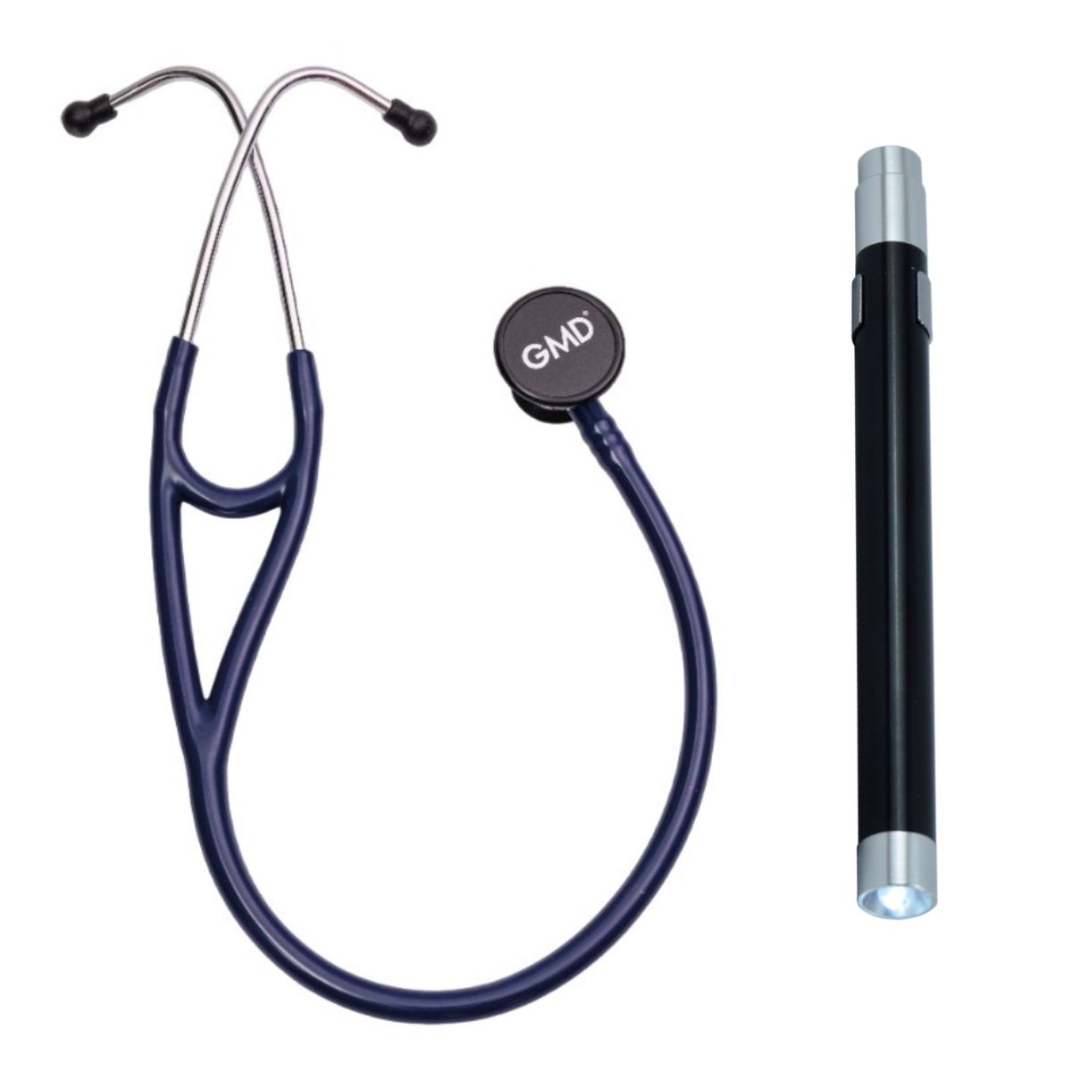 GMD - Fonendoscopio Ois 500 Doble Campana En Acero Inoxidable Azul + Linterna Gmd