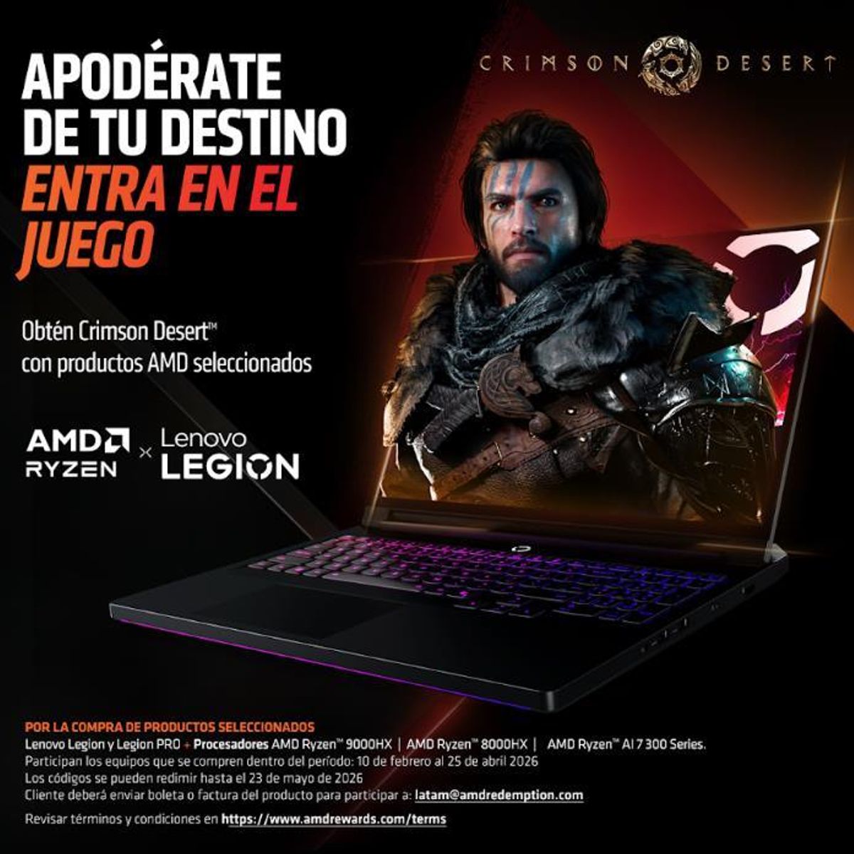 LENOVO - Portátil Lenovo Legion Pro 5 G10 AMD Ryzen 7 32GB 1TB +  Bundle Crimson DesertTM