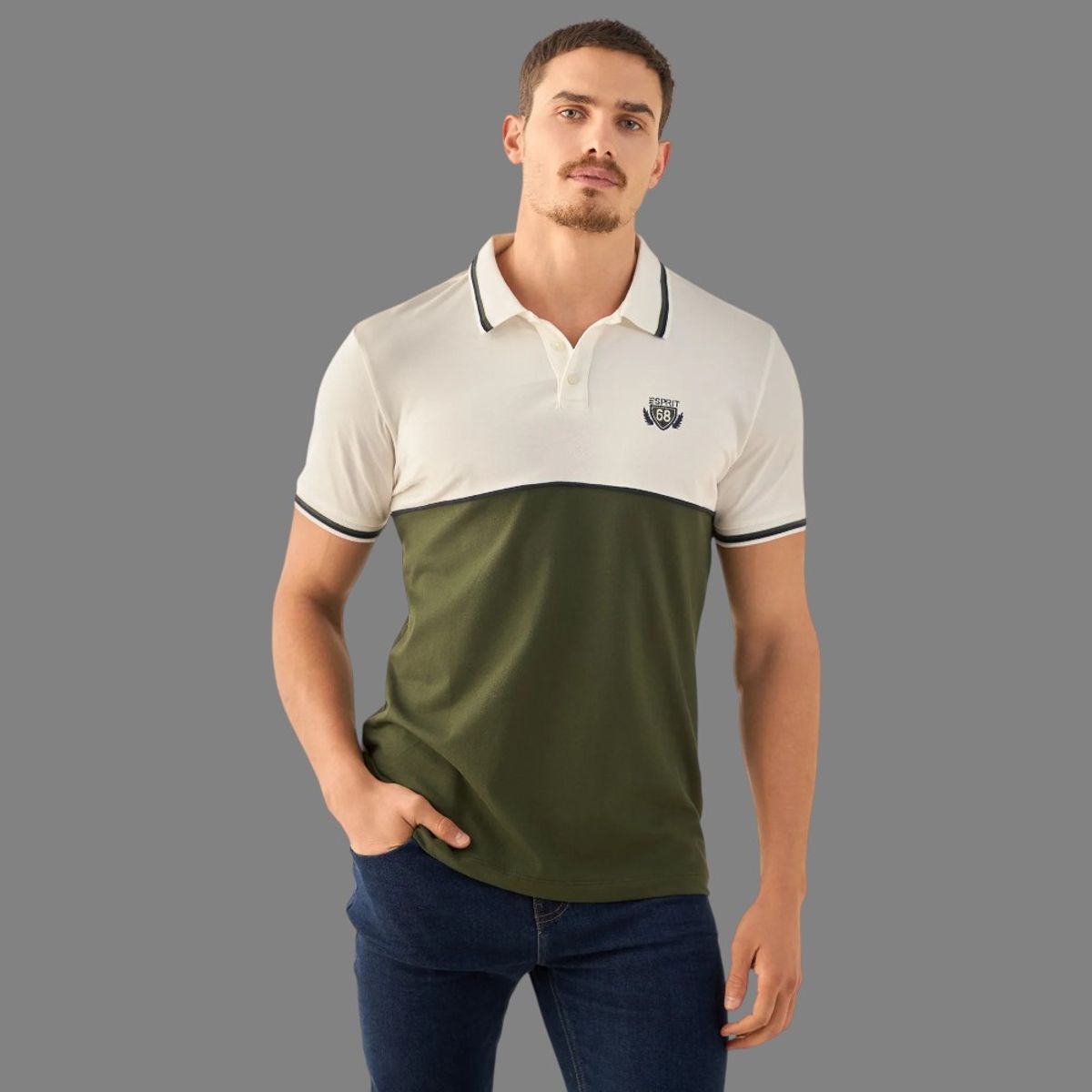 ESPRIT - Esprit Camisa Tipo Polo para Hombre Escudo Heritage