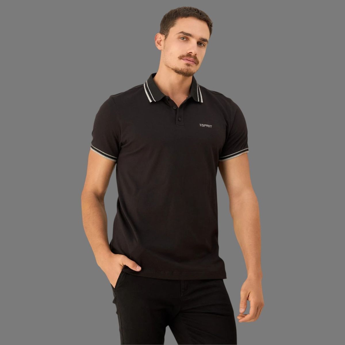 ESPRIT - Esprit Camisa Tipo Polo para Hombre con Ribetes Premium