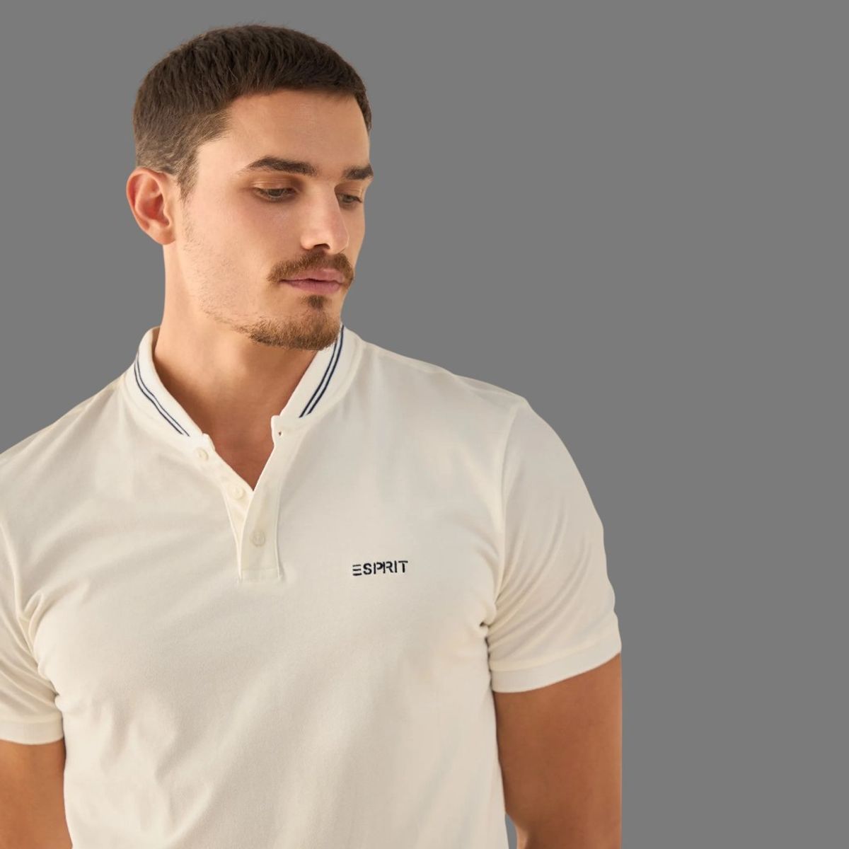 ESPRIT - Esprit Camisa Tipo Polo para Hombre  Blanca con Ribetes Premium