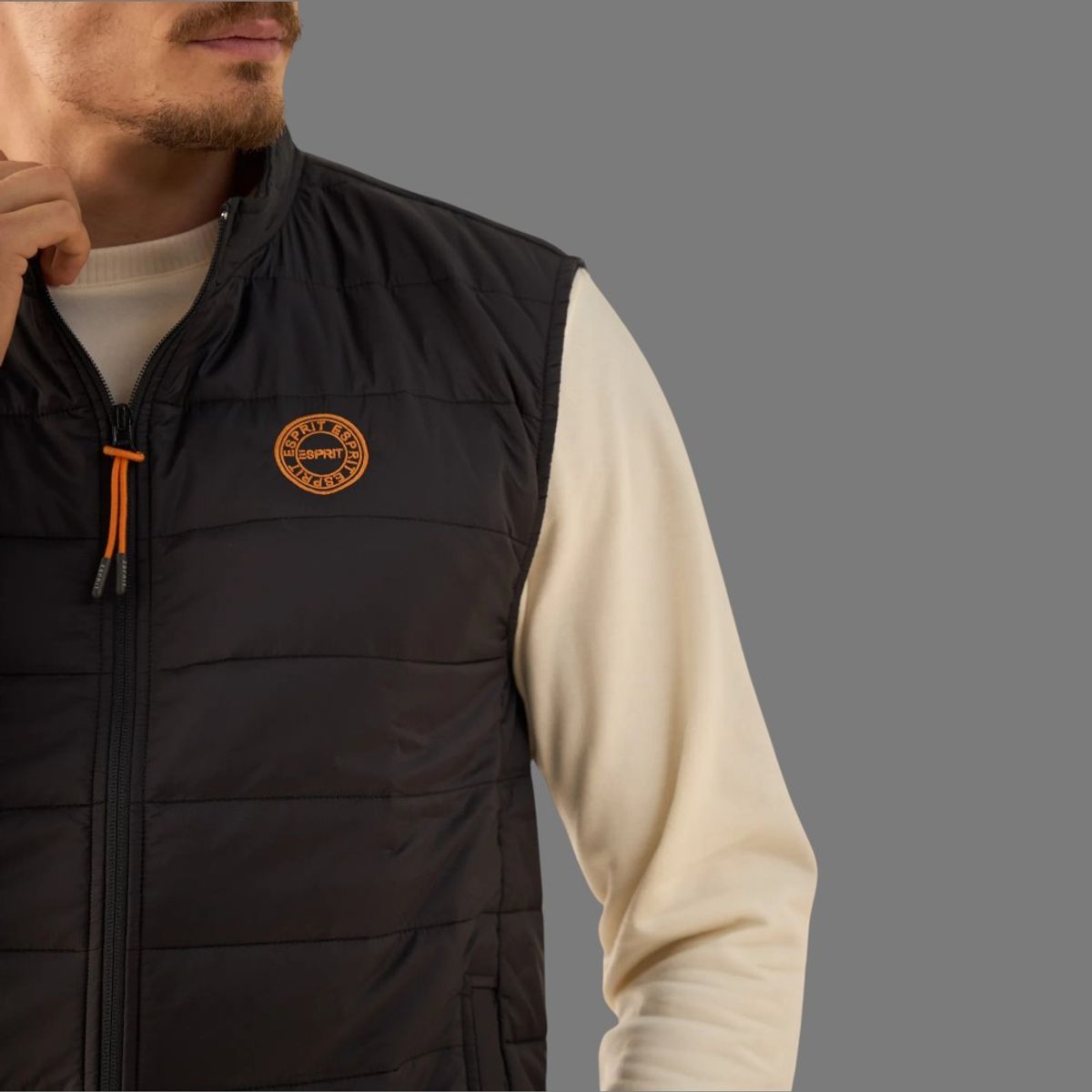 ESPRIT - Esprit Chaleco para Hombre Acolchado cuello Alto