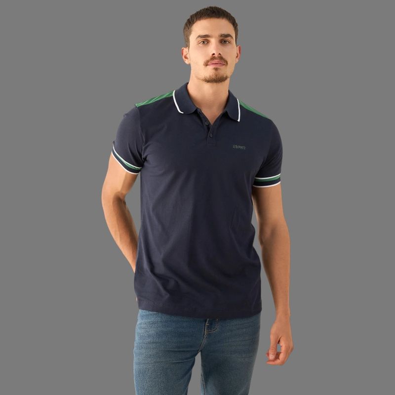 ESPRIT - Esprit Camisa Tipo Polo para Hombre con Ribetes Contrastados