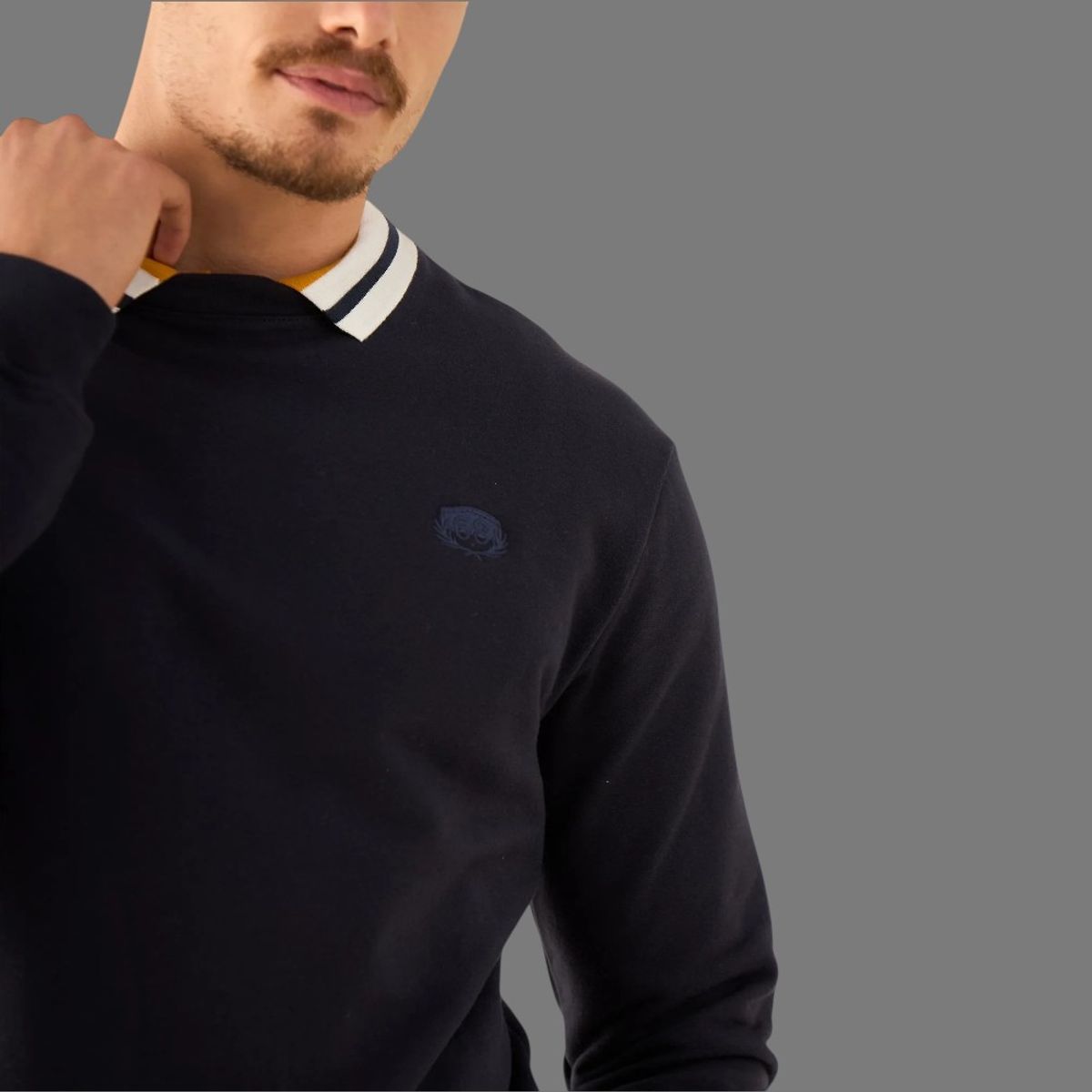ESPRIT - Esprit Suéter para Hombre con Detalles Deportivo Cuello Redondo