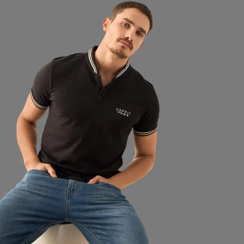 ESPRIT - Esprit Camisa Tipo Polo para Hombre con Detalles Contrastados