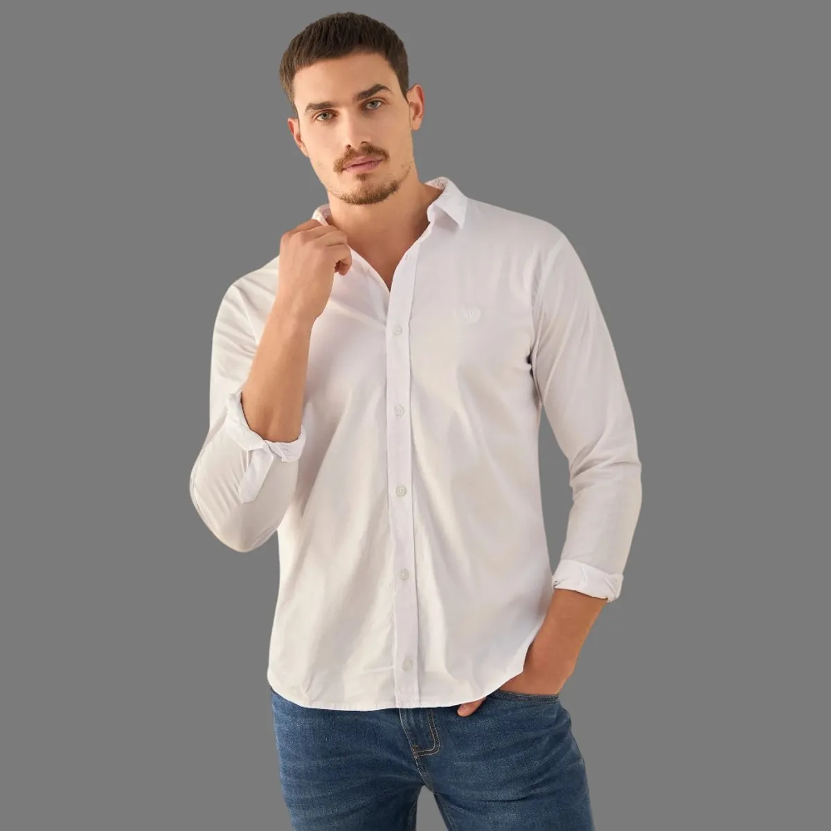 ESPRIT - Esprit Camisa para Hombre Clásica con Logo Bordado