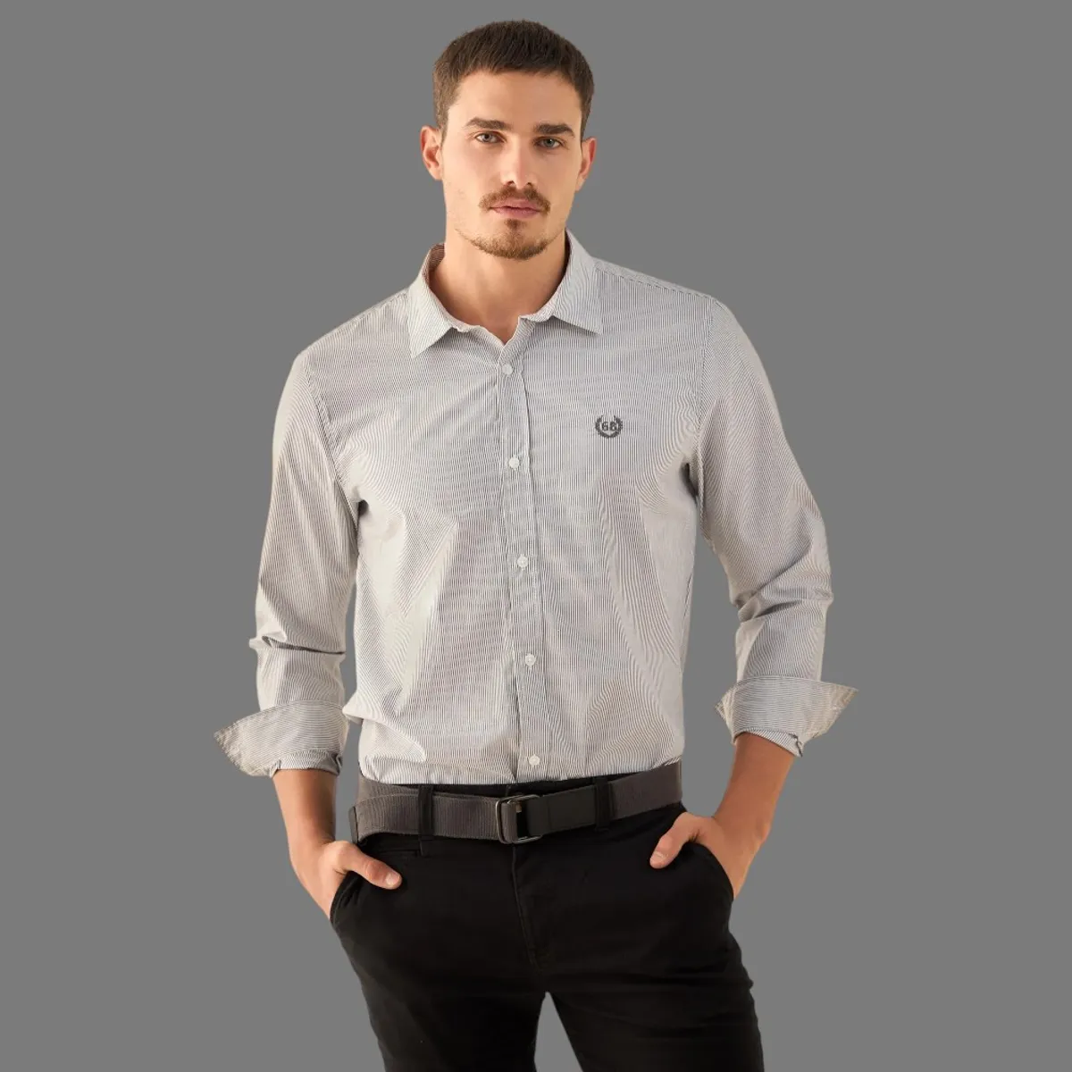 ESPRIT - Esprit Camisa para Hombre con Rayas Finas Estilo Elegante