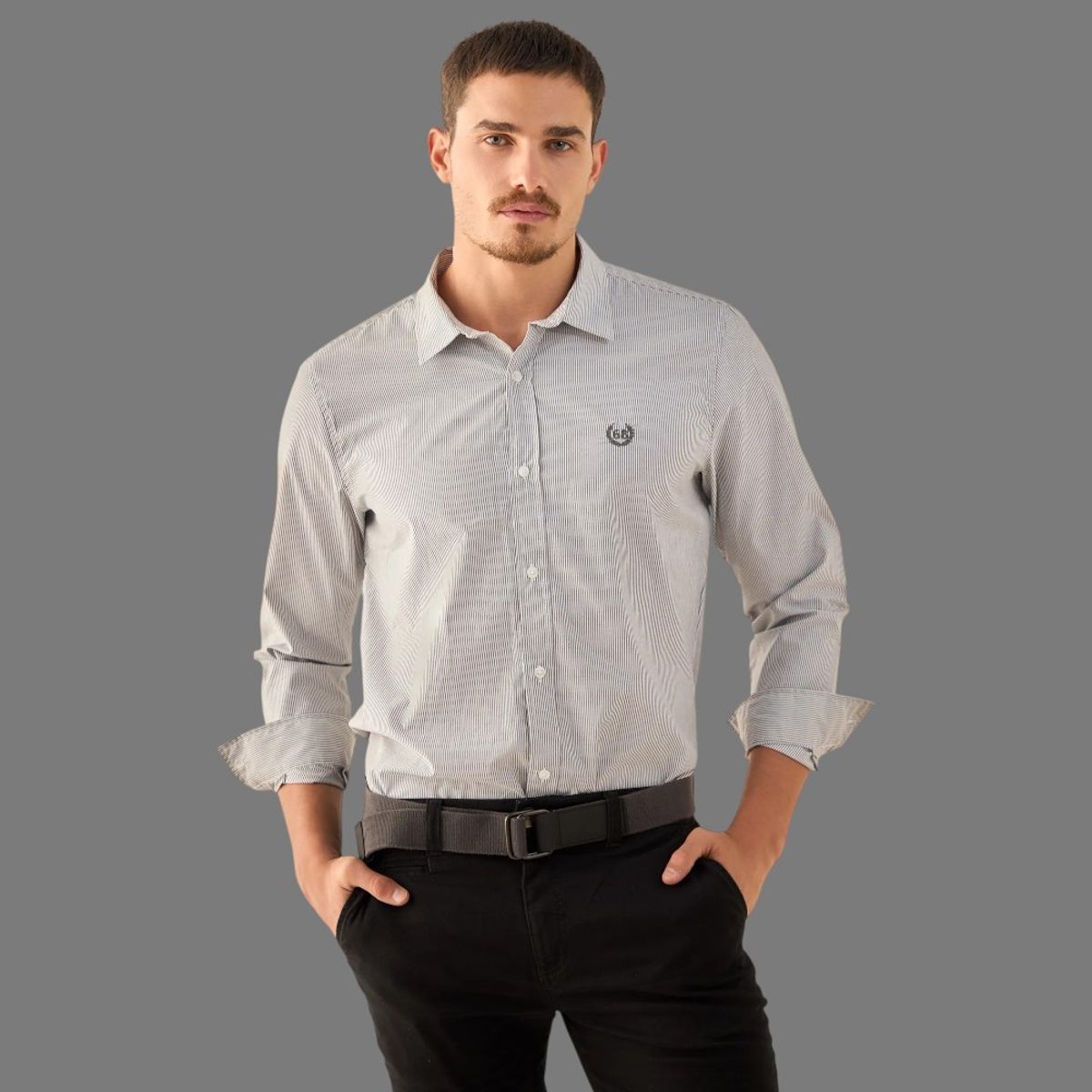 ESPRIT - Esprit Camisa para Hombre con Rayas Finas Estilo Elegante