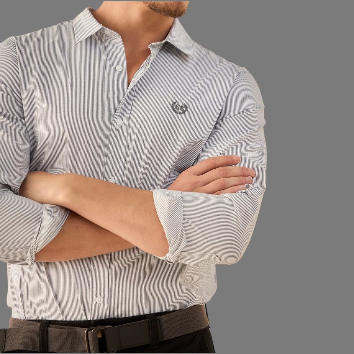 ESPRIT - Esprit Camisa para Hombre con Rayas Finas Estilo Elegante