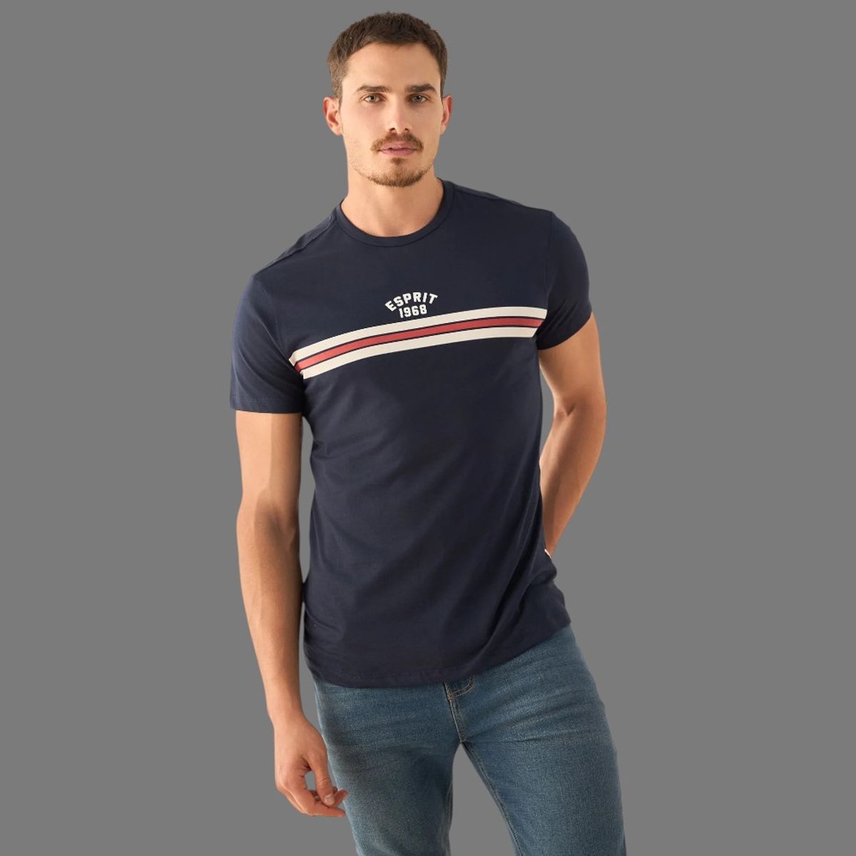 ESPRIT - Esprit Camiseta de Hombre con Logo Retro Heritage