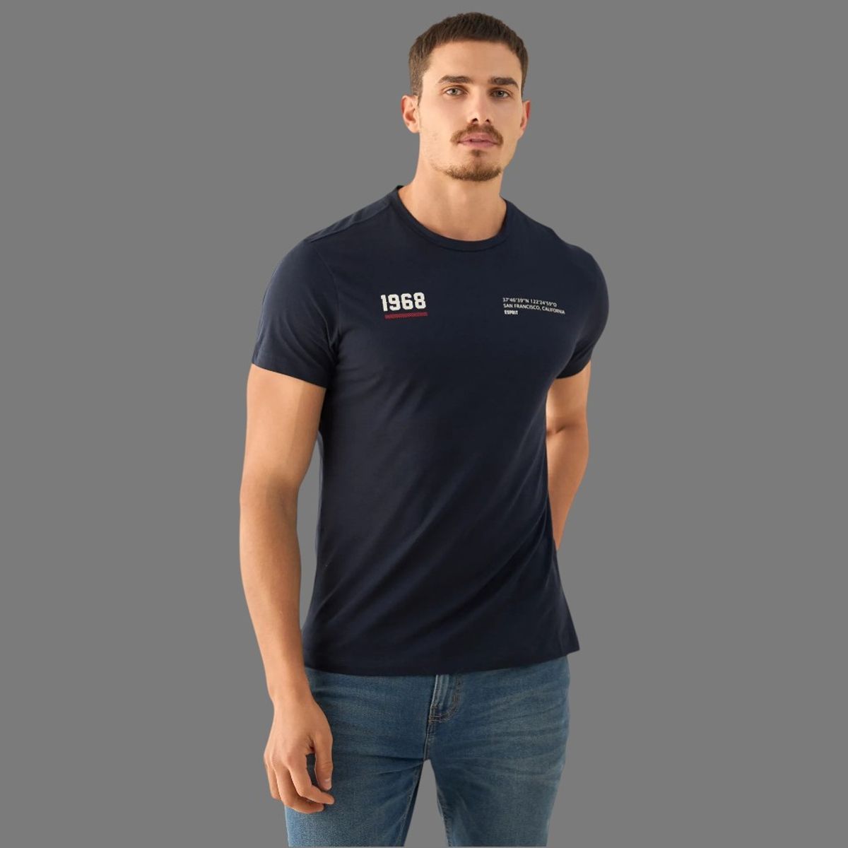 ESPRIT - Esprit Camiseta de Hombre con Logo Heritage 1968