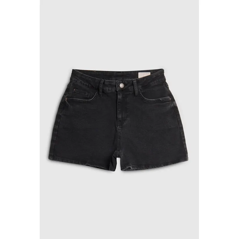 KOAJ - KOAJ Short gris intenso en jean con bolsillos y tiro alto Short gris intenso en jean con bolsillos y tiro alto Mujer