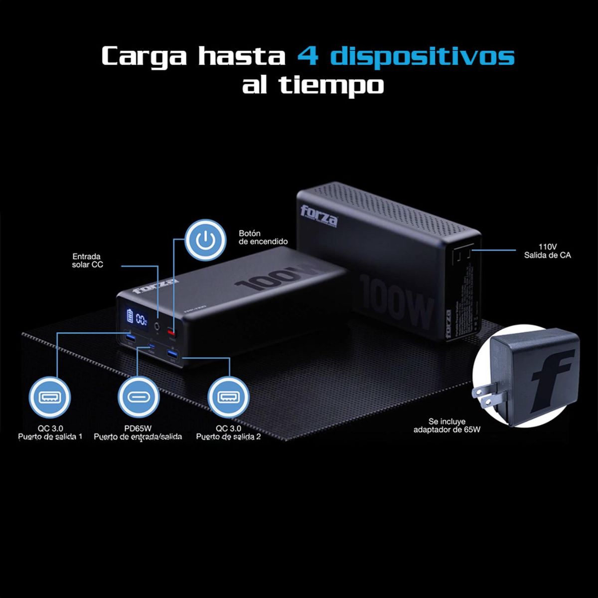 FORZA - Estación de Energía Portátil Forza Mini Titán FPP-T100 100W 8064Wh