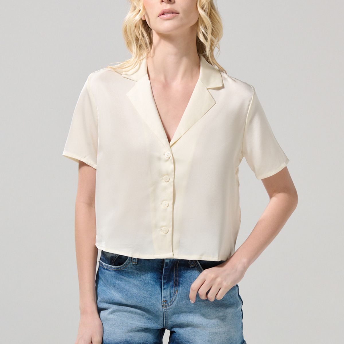 KOAJ - KOAJ Short azul medio en jean con tiro alto y cremallera Mujer