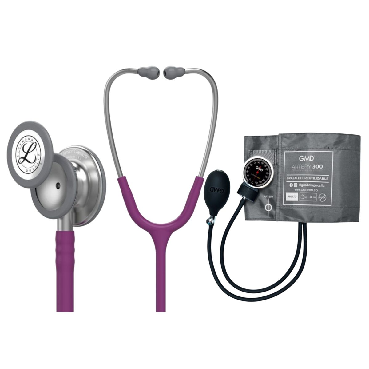 LITTMANN - Fonendoscopio Littmann Classic Iii Plum 5832 + Tensiometro Artery
