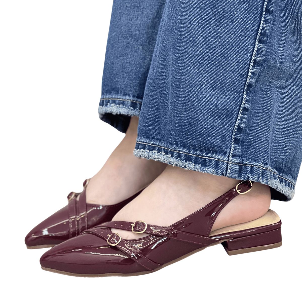 GENERICO - Baletas tipo slingback en charol