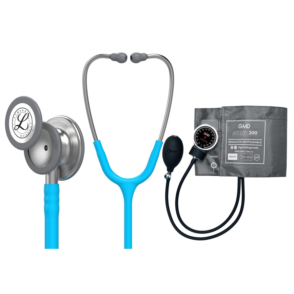 LITTMANN - Fonendoscopio Littmann Classic Iii Turquesa 5835 + Tensiometro Artery