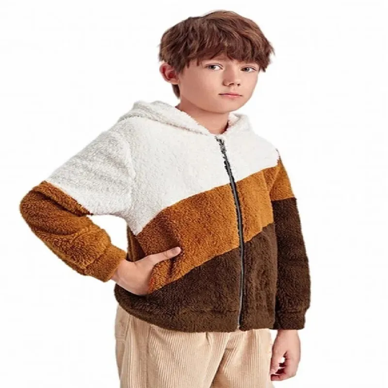 100 - Chaqueta teddy con capucha colores tierra