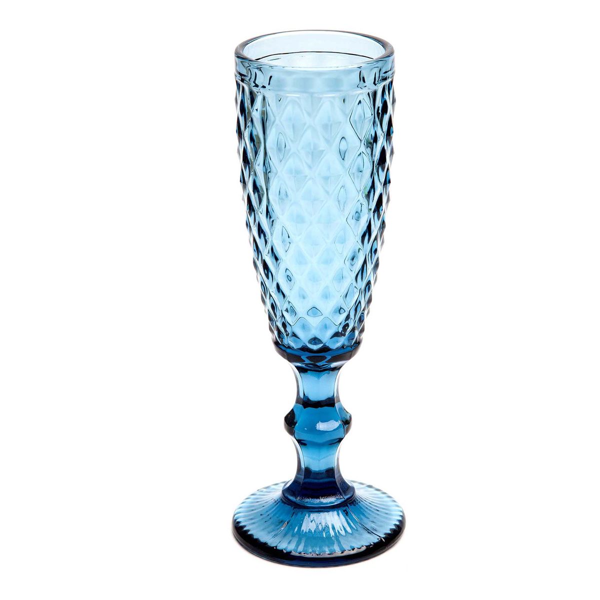 OCT GLASSWARE - SET 6 COPAS CHAMPANA BARROCO AZUL 5.5 ONZAS