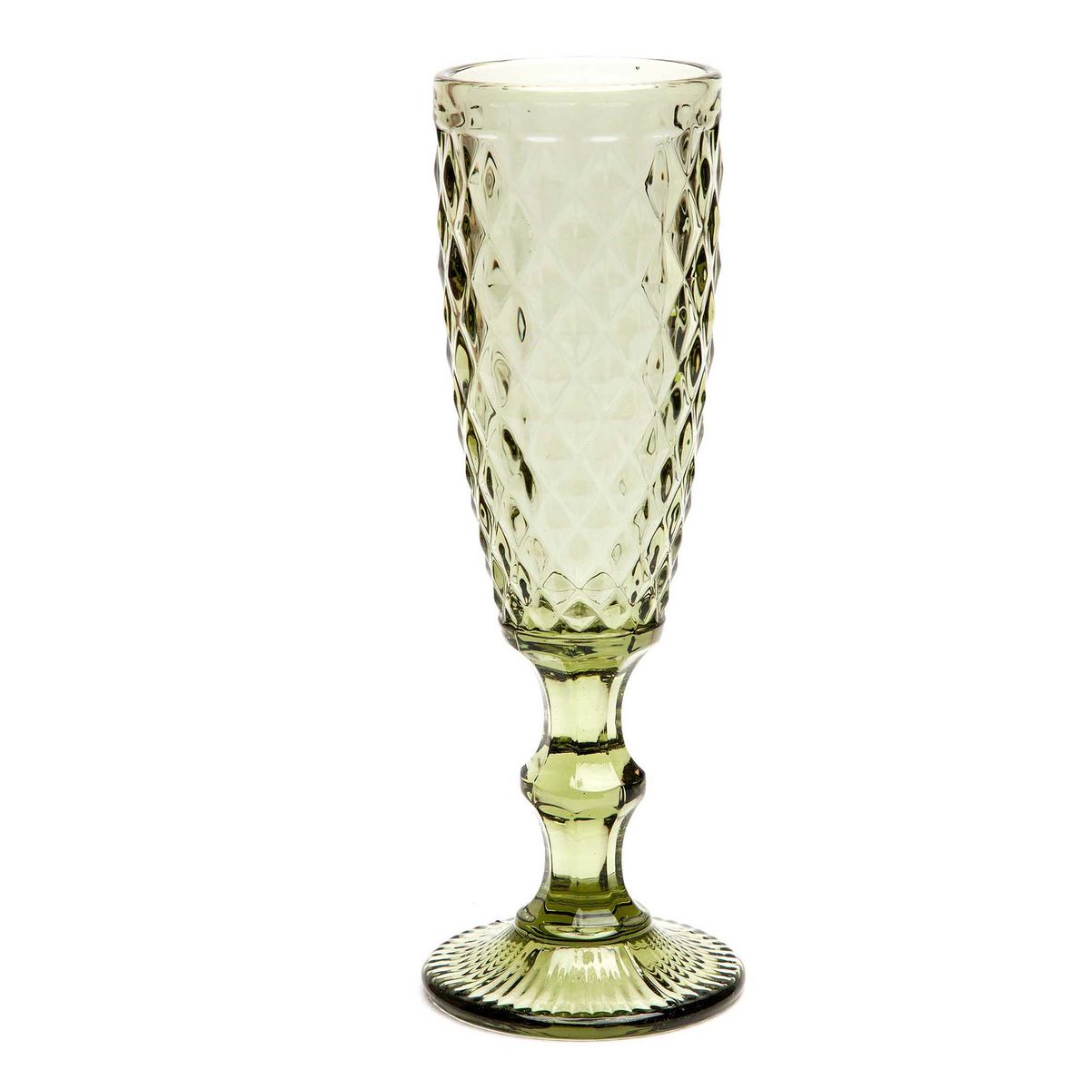 OCT GLASSWARE - SET 6 COPAS CHAMPANA BARROCO VERDE 5.5 ONZ