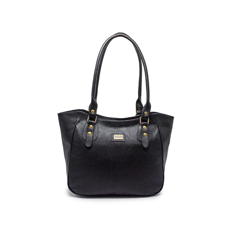 MACOLY - Bolso De Hombro Macoly 1025 Cuero negro liso
