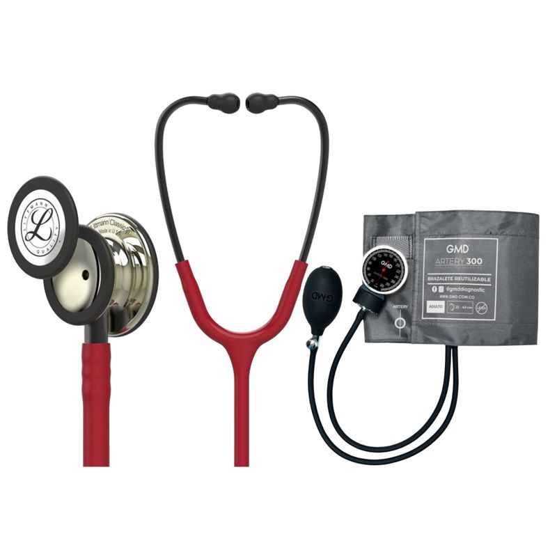 LITTMANN - Fonendoscopio Littmann Classic Iii Burgundy Champaña 5864 + Tensiometro Artery