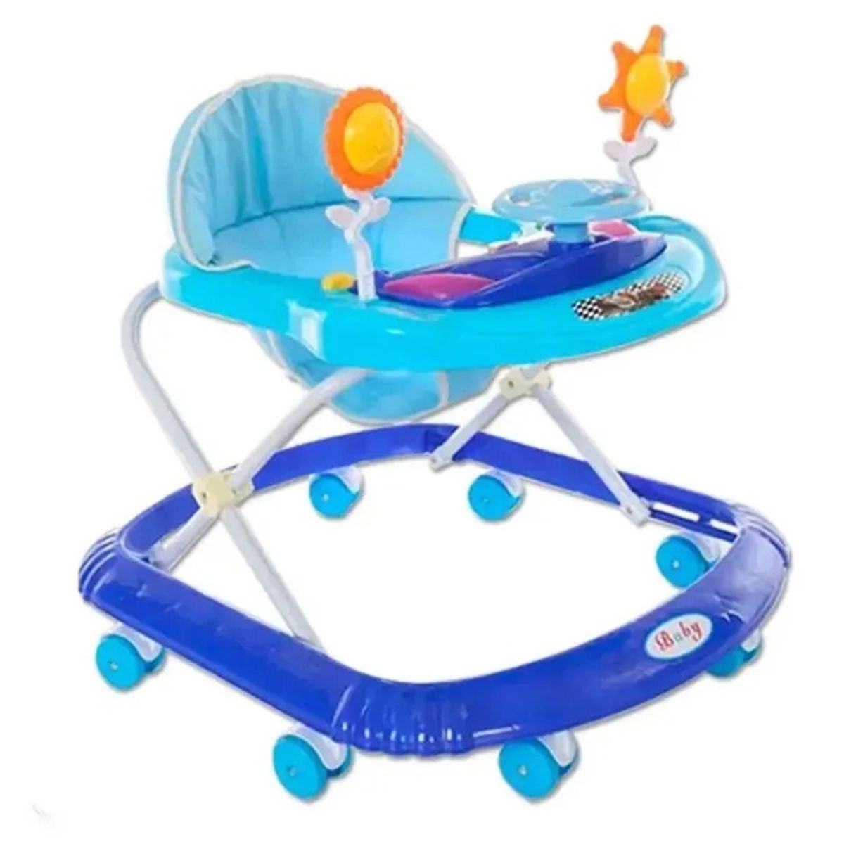 GENERICO - Andador Evolutivo para Bebé  Diseño Azul Floral con Volante Interactivo