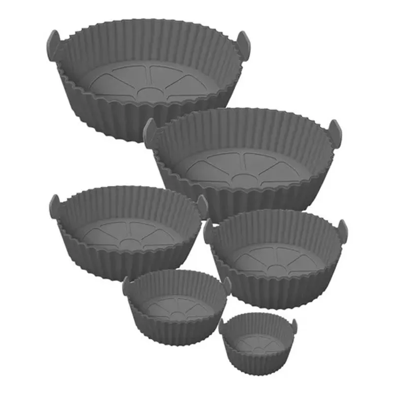 GENERICO - Molde Silicona Olla Freidora Air Fryer Reutilizable X 6 Piezas Gris
