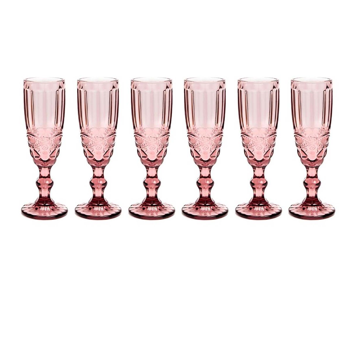OCT GLASSWARE - SET 6 COPAS CHAMPANA VINTAGE ROSA 5.5 ONZ