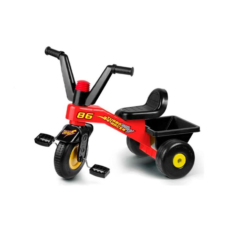 JUGANDO Y EDUCANDO - Juguete Triciclo Turbo Racer Con Canastilla Trasera Niños