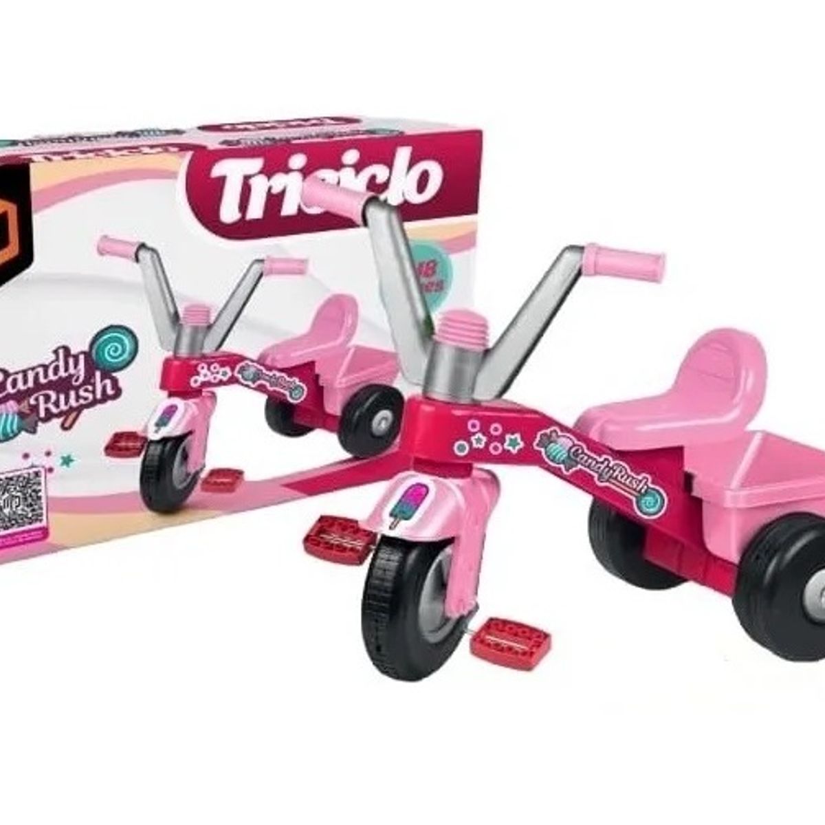 JUGANDO Y EDUCANDO - Juguete Triciclo candy rush Con Canastilla Trasera Niños