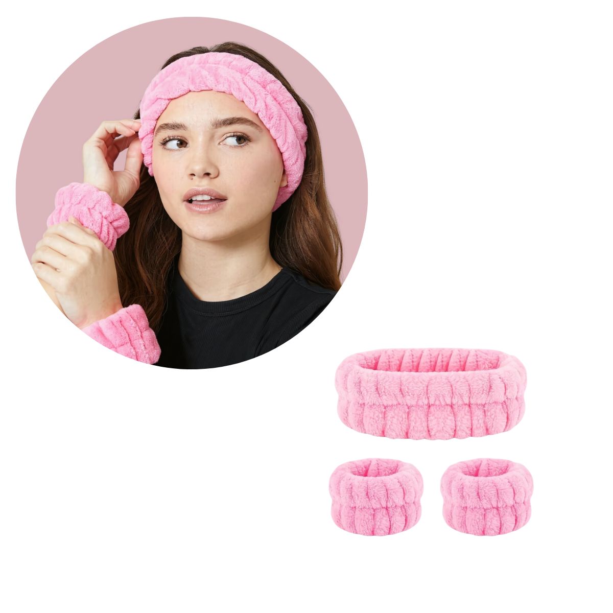 GENERICO - Kit Diadema Balaca + Muñequeras Bandas Cuidado Facial Rostro