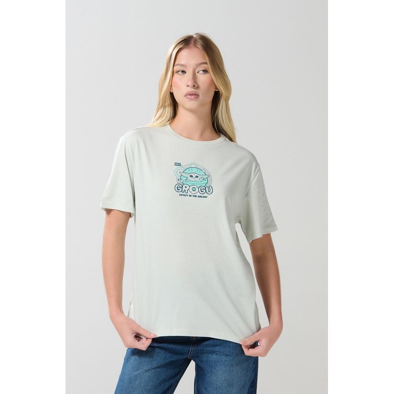 KOAJ - KOAJ Camiseta de The Mandalorian verde clara cuello redondo Mujer