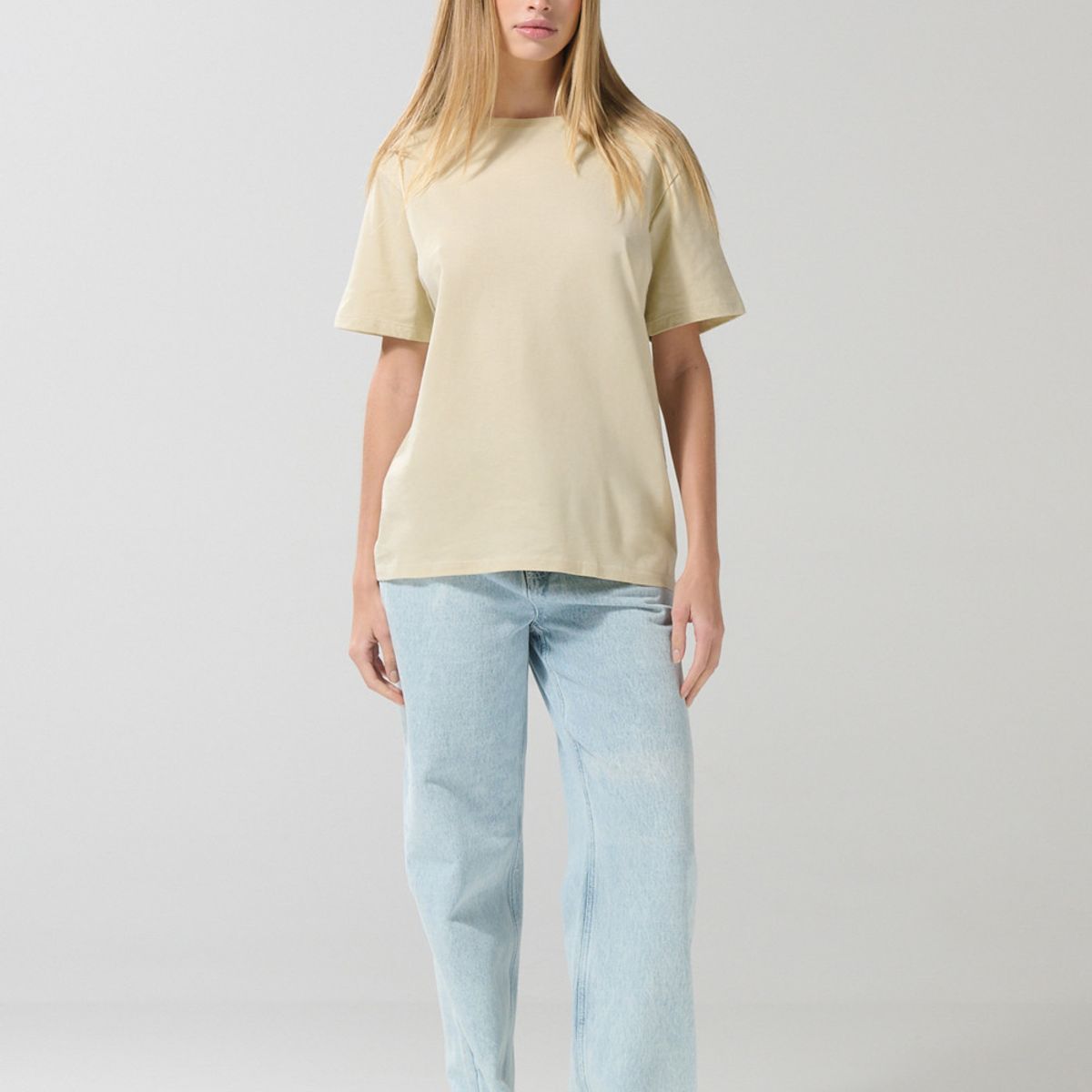 KOAJ - KOAJ Camiseta en algodón kaki clara con manga corta Mujer