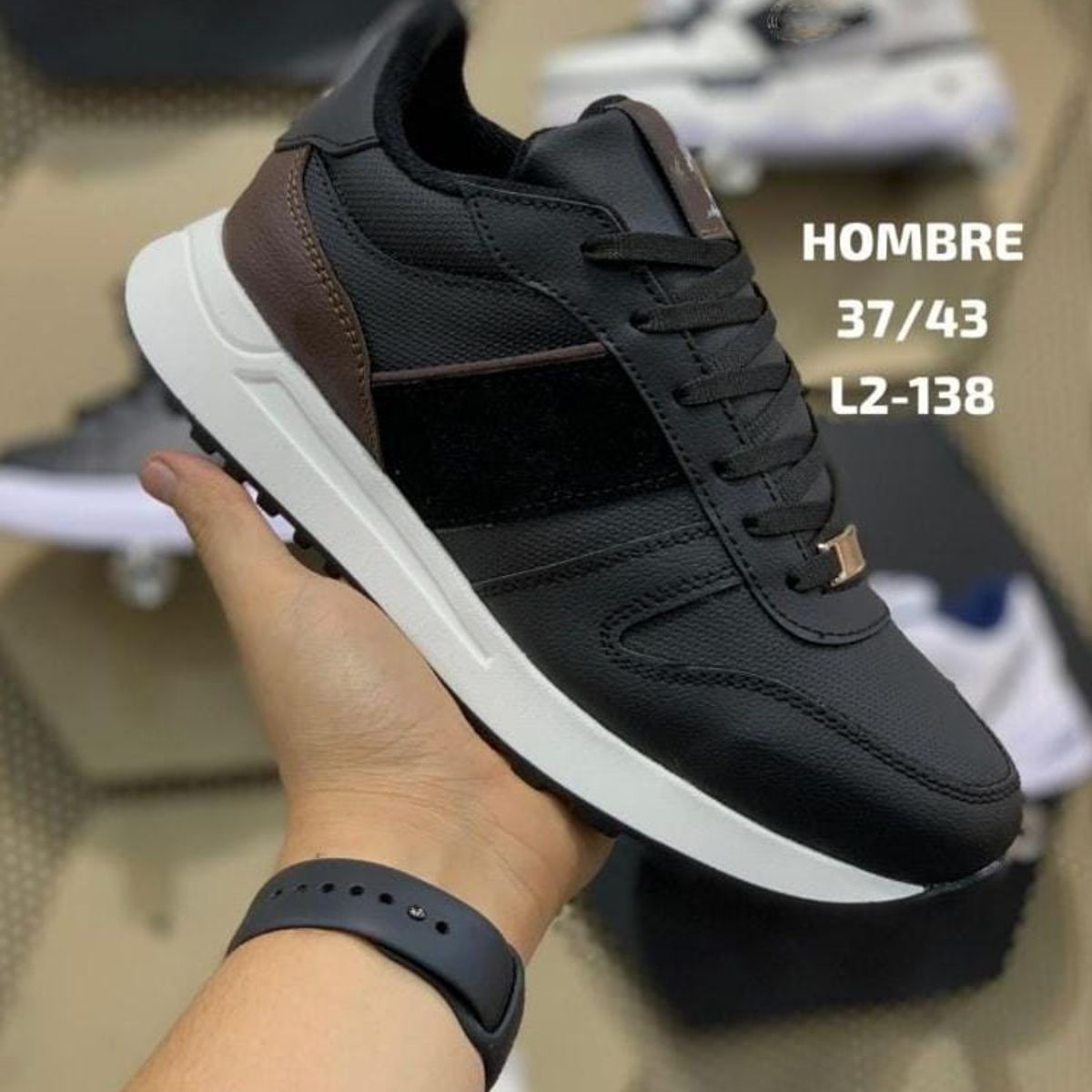 URBAN PLUS - TENIS HOMBRE NEGRO BLANCO